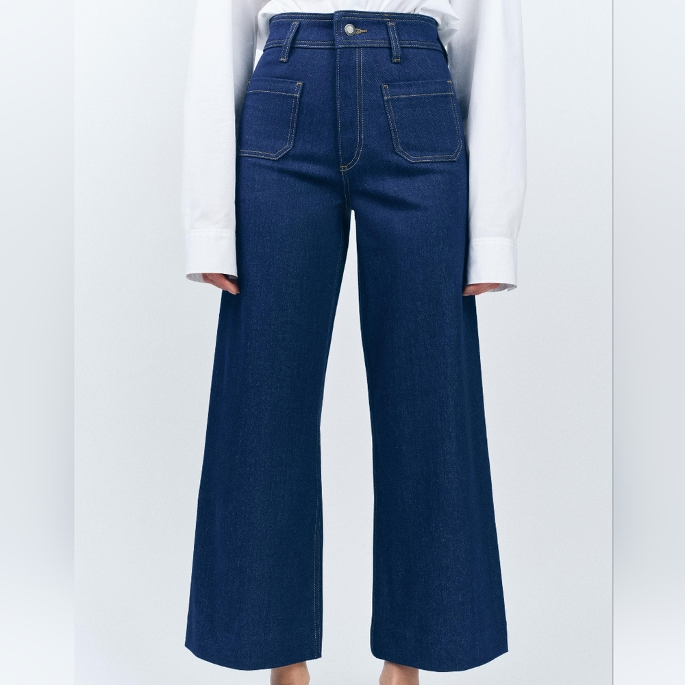Zara Dark Blue Flare & Wide Leg Jeans